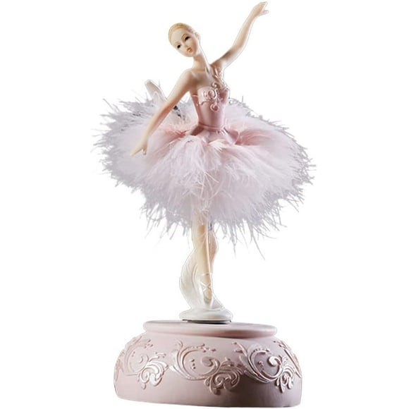 Ballerine Boîte à Musique Dansante Fille Cygne Lac Carrousel avec Plume pour Cadeau d'Anniversaire