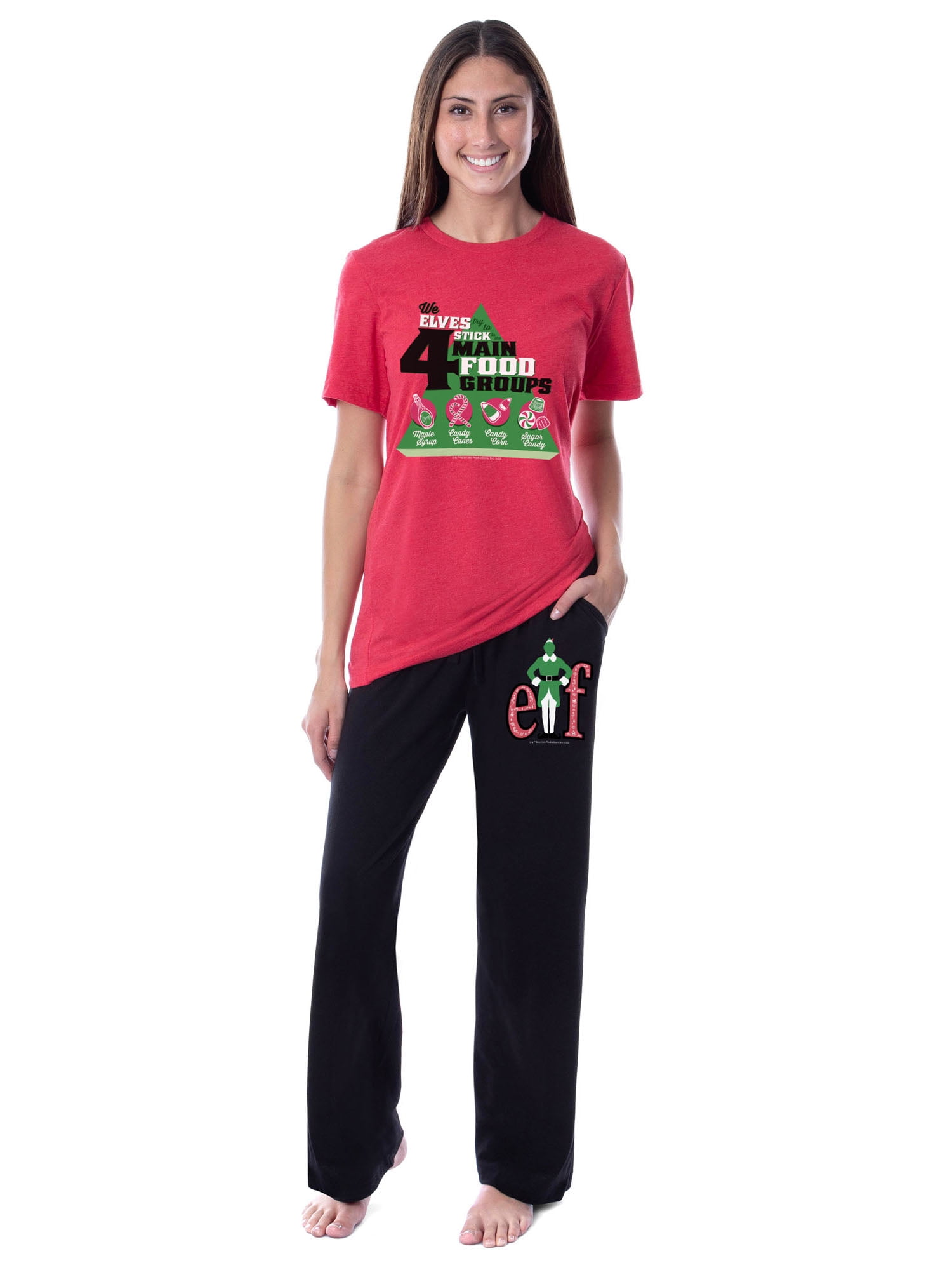 Elf The Movie Womens' Buddy Elves Four Main Food Groups Sleep Pajama Set