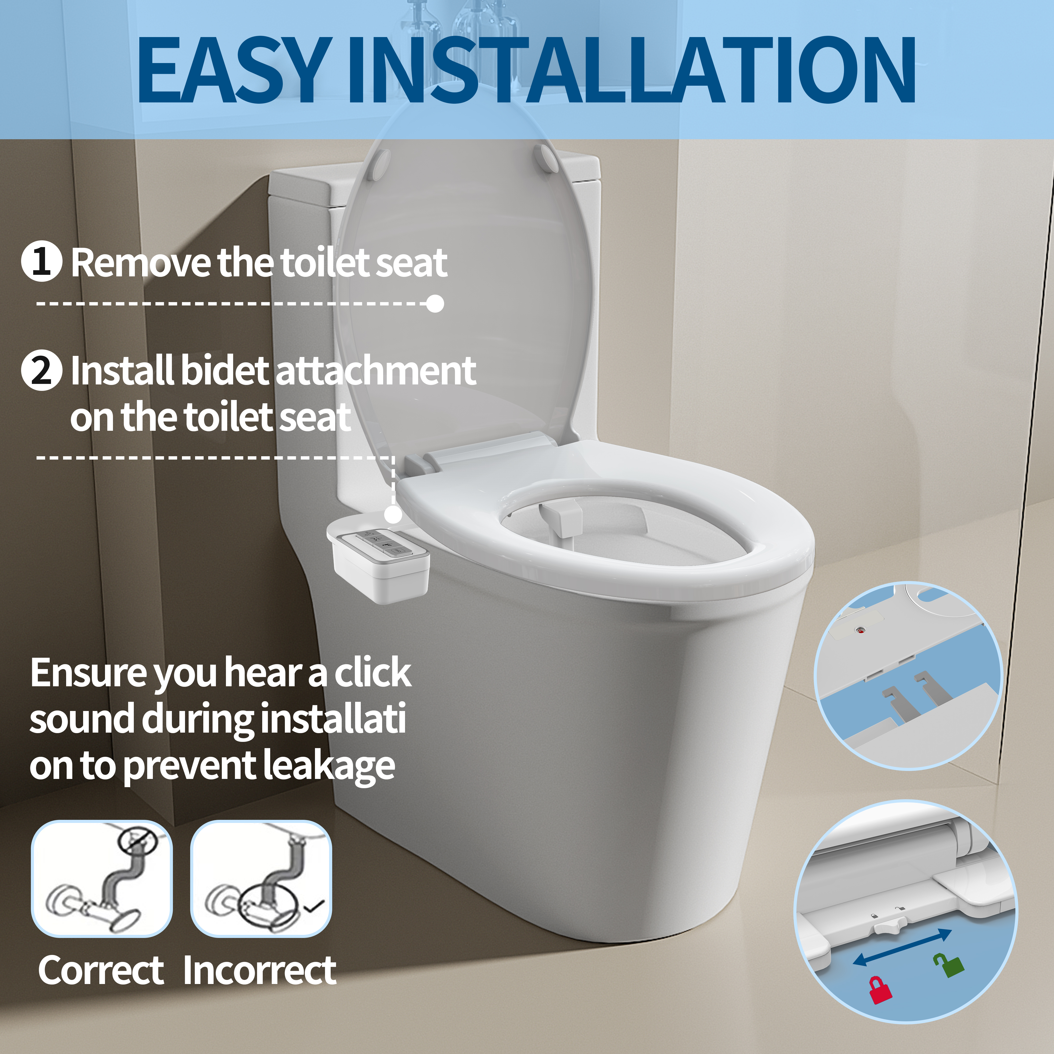Jinxell-Bidet Attachment for Toilet, Non-Electric Bidet Ultra-Slim Dual Nozzle (Feminine/Rear Wash), Cold Water Bidets Sprayer for Existing Toilets with Adjustable Pressure Control,1-Min Install