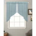 thumbnail image 2 of Vintage Haze Blue Swag Valances for Windows, Farmhouse Retro Solid Color Linen Texture Rod Pocket Sheer Valances for Windows, Swag Toppers Light Filtering for Kitchen Living Room 2 Panels 36''x45'', 2 of 6