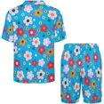 thumbnail image 3 of PRIYAL Men's Short Sleeve Pajama Sets Button Down Collar Sleepwear Soft Lounge Pjs Set Lightweight Men's Outfits, 3 of 13