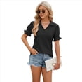 thumbnail image 2 of Blusas Informales Elegantes para Mujer, Camisas con Cuello de Solapa, Blusas de Verano Informales de Negocios A , Negras, L, 2 of 9