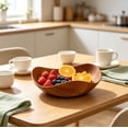 thumbnail image 5 of Fruit Tray, Imitation Wood Grain Plastic Decorative Serving Bowl for Kitchen Counter and Coffee Table, Curved Snack Catchall, 5 of 6