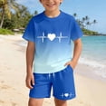 thumbnail image 5 of CUZIBR Toddler Gradient Letter Print Summer Outfit Sets O-Neck Short Sleeve T-Shirts Shorts Kids Girls Casual Two Piece Clothes Sets,Blue,5-6 Years, 5 of 5