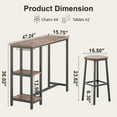 thumbnail image 4 of Aiho 6-Piece Bar Table Set , Dining Table Set with 3 Storage Shelves For Dining Room , Retro, 4 of 6