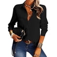 thumbnail image 1 of 1 camisa de manga larga con solapa, color negro., 1 of 5