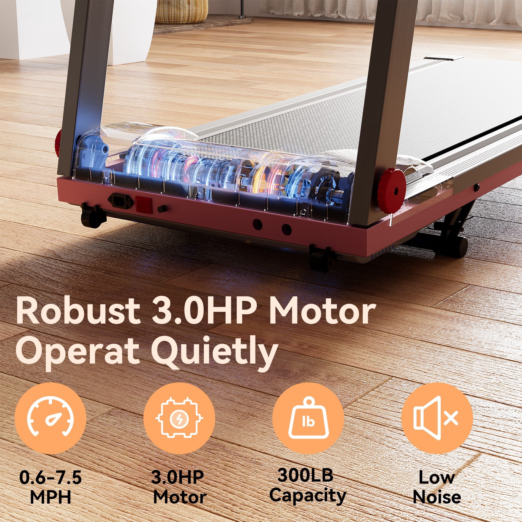 4-in-1 Treadmills Folding Smart Treadmill with 6% Incline,7.5MPH,300 lbs,Folding Electric Motorized Treadmill With Speaker