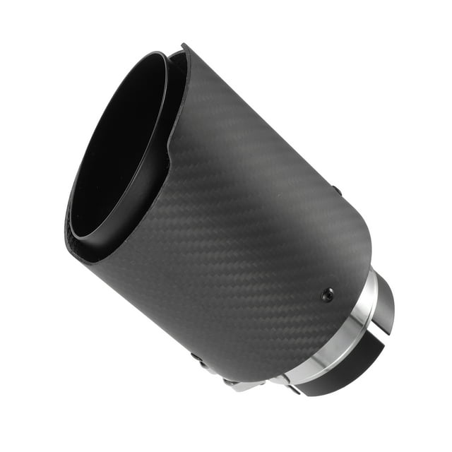Unique Bargains Car Exhaust Tip Tail Pipe 2.4 Inch Inlet 3.7 Inch Outlet Universal Carbon Fiber Pattern Black