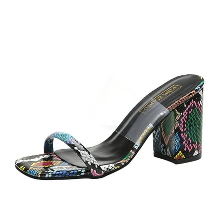 

WANYNG slippers for women Women s Fashion Casual Open Toe Square Heel Chunky Slippers Slides Sandals Shoes women shoes Multicolor 42