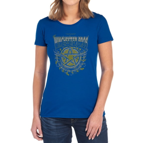 Supernatural Winchester Bros Women's T Shirt, Royal, Medium