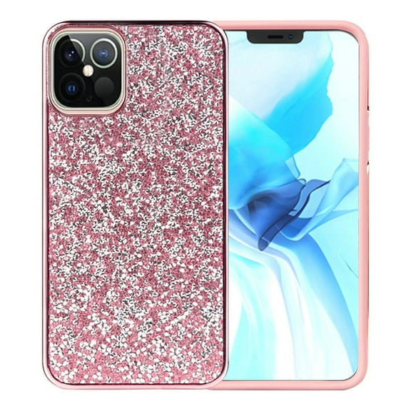 For Apple iPhone 13 Pro Max (6.7") Bling Rhinestone Diamond Shiny Glitter Hybrid Bumper 2in1 Rugged Shell Hard TPU Cover ,Xpm Phone Case [ Pink ]