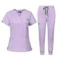 thumbnail image 5 of Medical Scrubs,Womens Scrub Sets with Mandarin Collar,Unisex Jumpsuit Workwear,Medical Uniform for Doctors, Nurses, Beauty Salons - Light Purple - S, 5 of 5