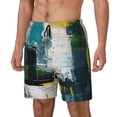 thumbnail image 1 of Fotbe Abstract Brushstrokes Green Blue Traje de Baño para Hombre – Shorts de Natación de Secado Rápido con Forro y Bolsillos-XX-Large, 1 of 6
