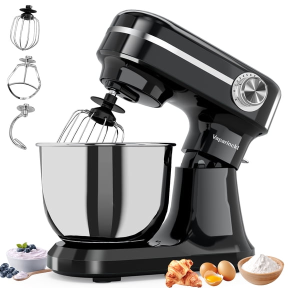 Electric Stand Mixer 6.5QT, 3-in-1 12-Speed Tilt-Head Household Mixer with Bowl, Dough Hook, Beater, Whisk for Kitchen Home, Food Mixer for Baking Bread Cake and Most Home Cooks, Black