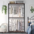 thumbnail image 2 of Tribesigns Free-standing Closet Organizer with 3 Storage Shelves and 2 Hanging Rod, Large Standing Clothes Garment Rack, 2 of 7