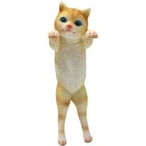 STRANDCHIC Lifelike Resin Cat Statue with Khaki Flower Pot Hanger for Home Decor Indoor Outdoor