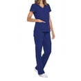 thumbnail image 2 of Scrubs Set for Women Nurse Uniform V-Neck Top With Drawstring Pocket Pants And Casual Two-Piece Set for Care Workers, 2 of 3