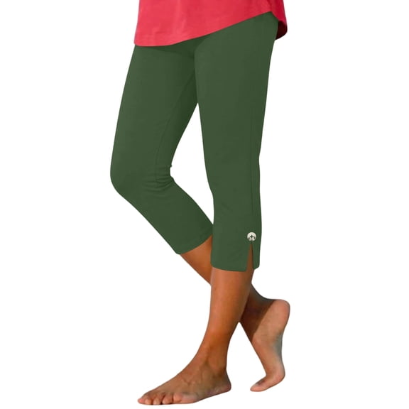 Garbnen Leggings Capri for Women Tights High Waisted Yoga Pants for Women Zip Compression Summer Beach Workout Workout Pants for Women Green M
