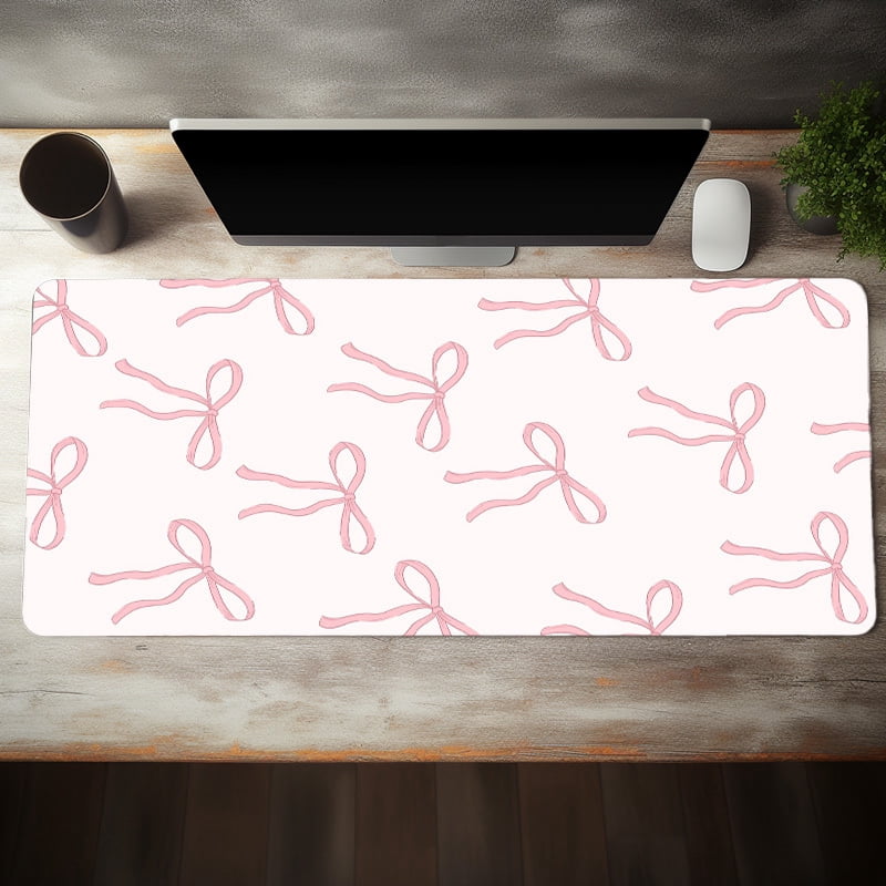 Pink Bow Large Gaming Mouse Pad - Non-Slip, Aesthetic Desk Mat For Women & Girls - Perfect Birthday Gift