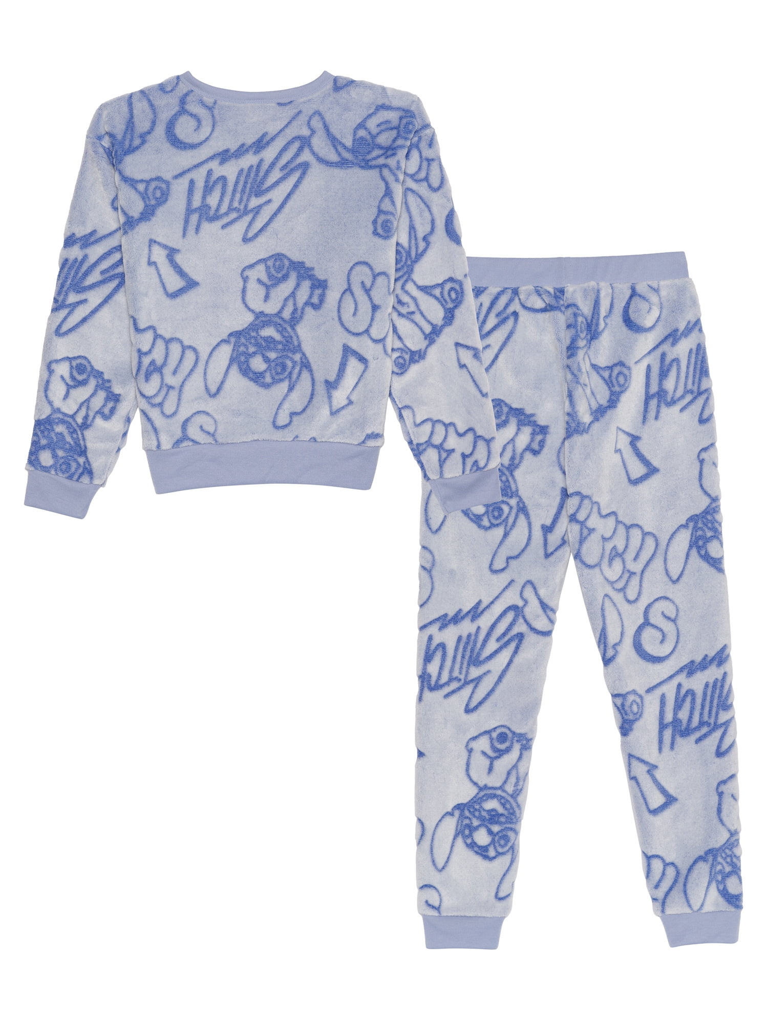 Disney Stitch Girls Long Sleeve Plush Pullover and Jogger Set, 2