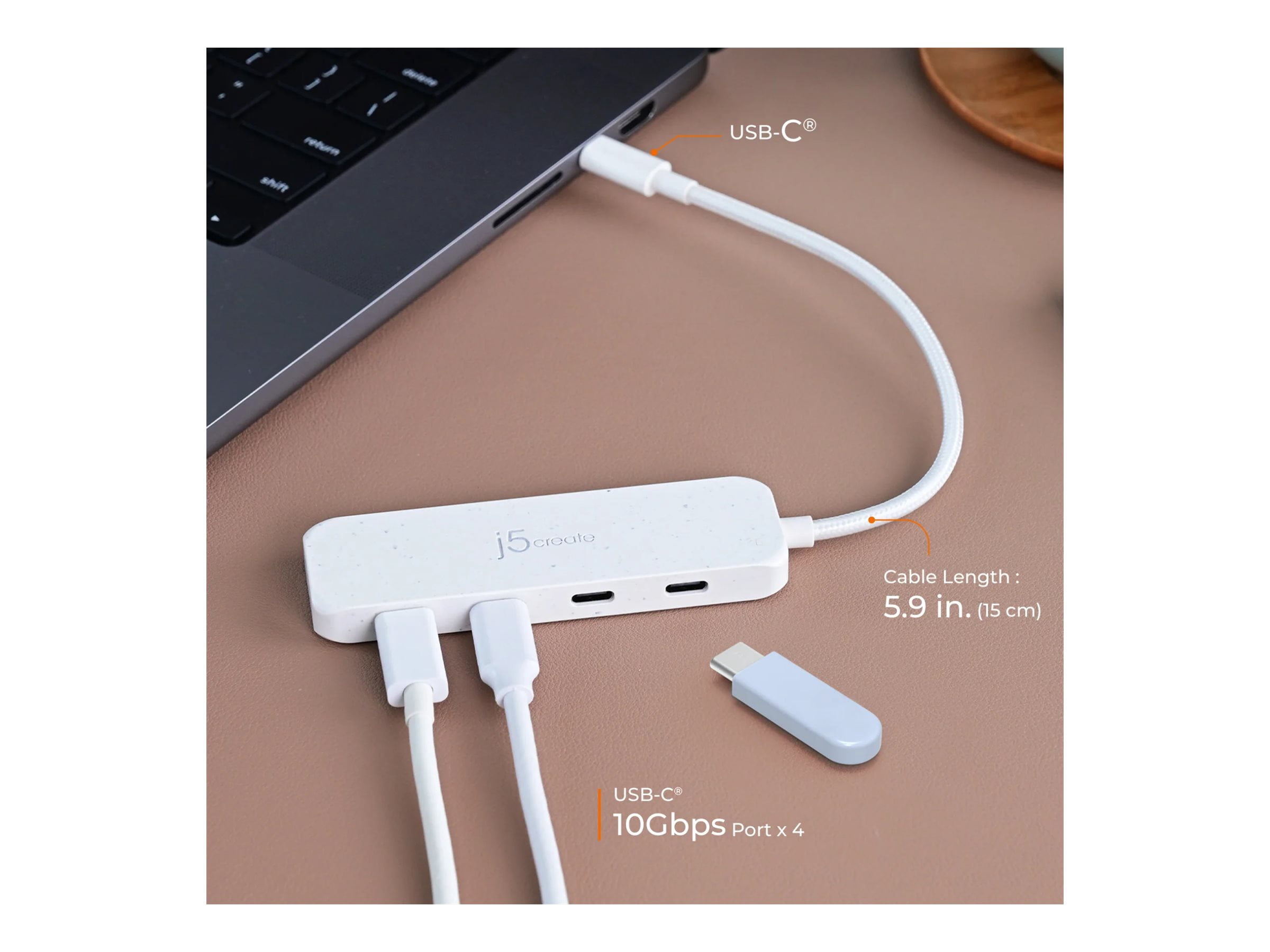 j5create Eco-Friendly 4-Port USB Type-C Hub Pure White (JCH345EW)