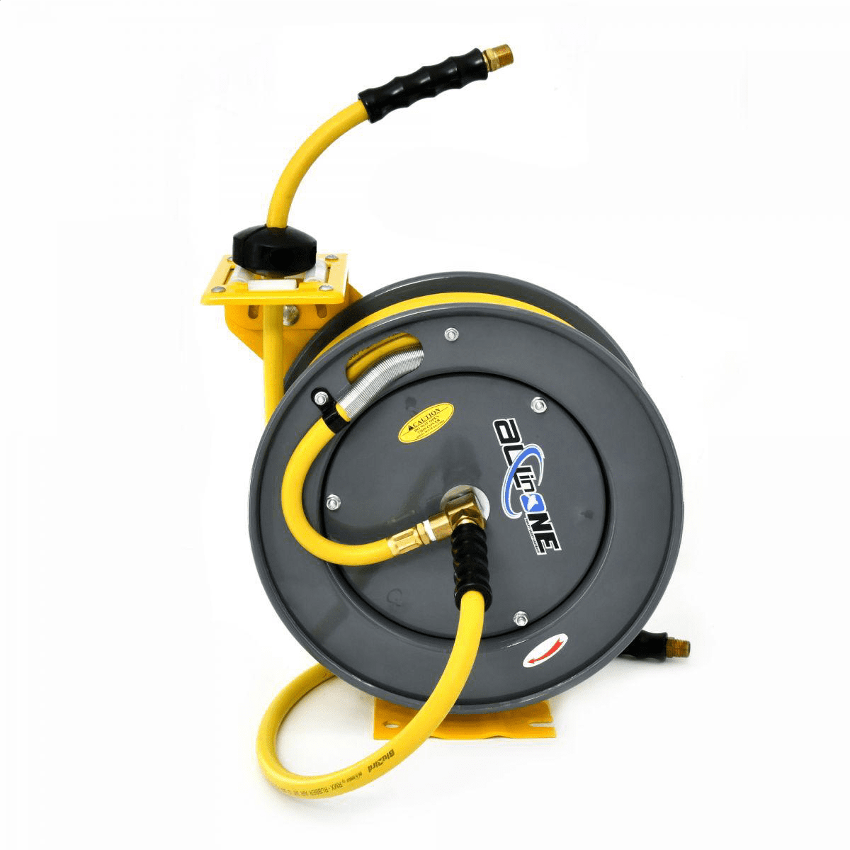 BluBird OilShield Rubber All - In - One 3/8" x 50' Air Hose Reel Heavy Duty Single Arm Assembly