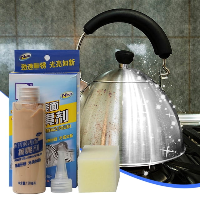 Pulidor de acero inoxidable, removedor de óxido, quitamanchas, agente pulidor, pulidor de metal, líquido pulidor, 120 ml, removedor de óxido