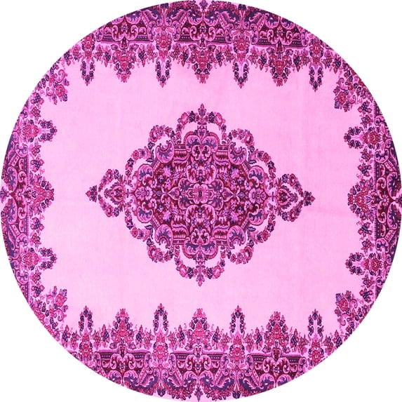 Ahgly Company Indoor Round Medallion Pink Traditional Area Rugs, 8' Round