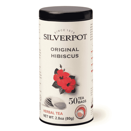 Silverpot Hibiscus Tea - 50 Round Tea Bags | Sweet & Floral Aroma, 100% Natural | Caffeine Free