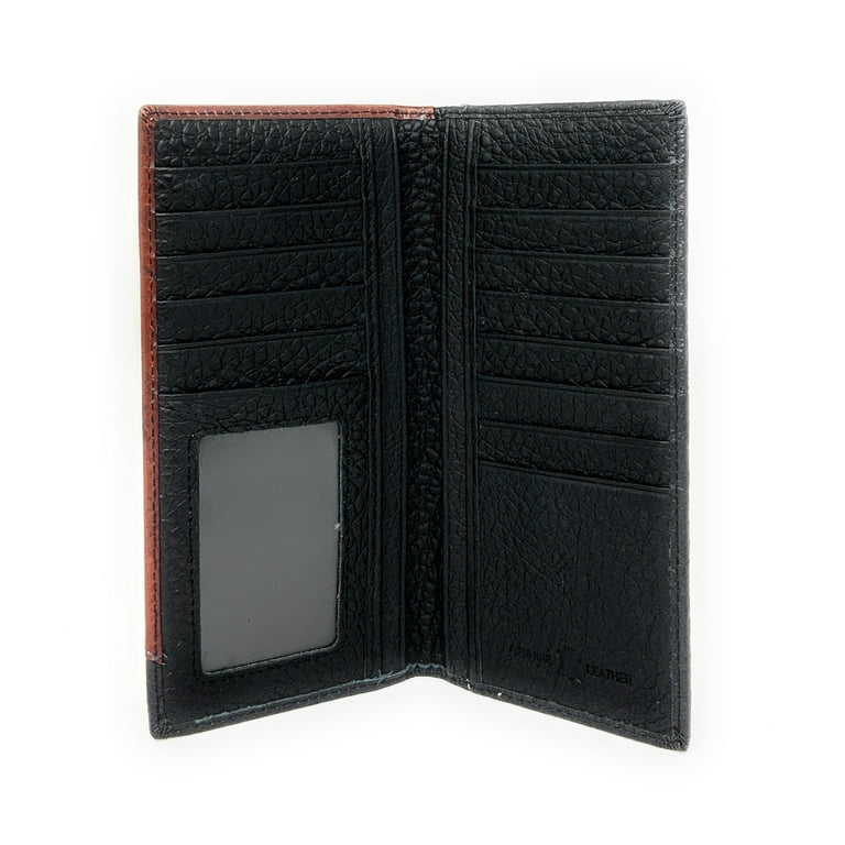 Mens Wallet Western Wallet Genuine Leather Long Bifold Mens Checkbook  Wallet for Men Star Black