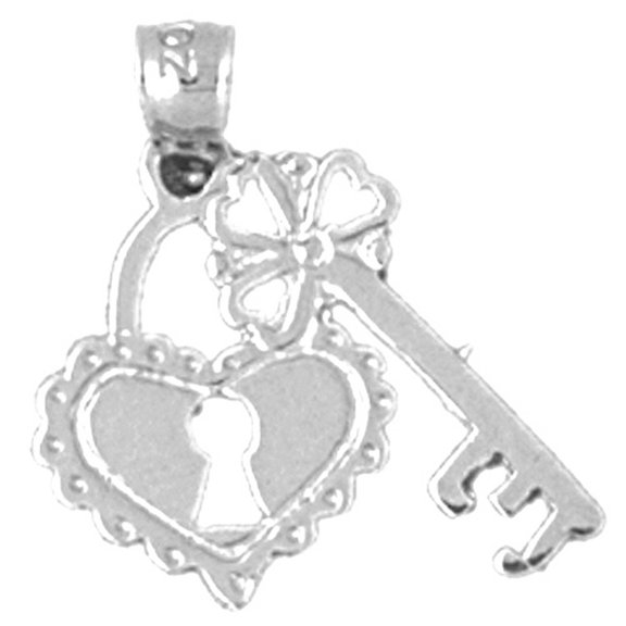 Jewels Obsession Sterling Silver Heart Lock And Key Pendant