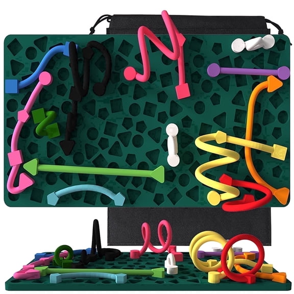 Ausugar Silicone Fidget Sensory Activity Stress Ball w/ 12 Strings, Storage Bag