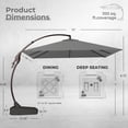 thumbnail image 4 of 10x10 FT Patio Cantilever Umbrella with Base Outdoor Large Square Tilting Offset Umbrellas for Poolside Deck (Gray, 10x10 FT), 4 of 8