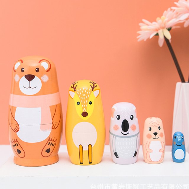 Muñecas Matrioskas De Animales Muñecas Matryoshka de animales, muñecas anidadas apilables de madera, regalo de cumpleaños DIY para niños