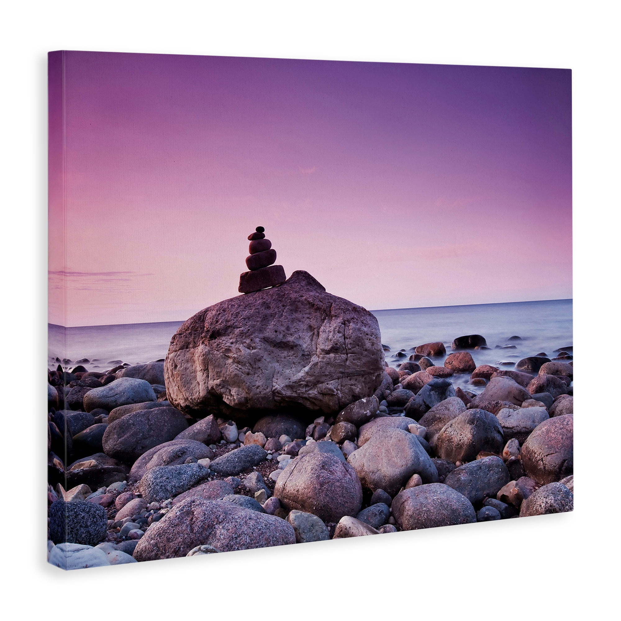 Stupell Industries Stacked Rocks on Shore Nautical & Beach Photography Wrapped Canvas Art Print Wall Art, 40 x 30