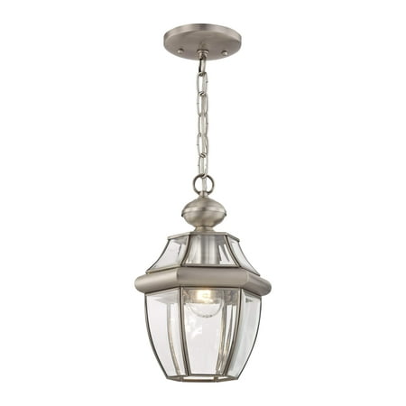 Monterey Hanging Lantern - Livex Lighting 2152-91 Monterey 1-Light Outdoor Hanging Lantern, Brushed Nickel