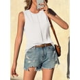 thumbnail image 3 of Women's Round Neck T-shirt Solid Color Casual Loose Vest Sleeveless Tops, 3 of 6