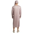 thumbnail image 4 of iiniim Men's 2Pcs Pajamas Set Long Sleeve Striped Kaftan Sleepwear Night Shirt with Sleeping Cap Coffee L, 4 of 7