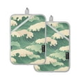thumbnail image 7 of Yayeee Pot Holders Kitchen Heat Resistant with Pocket 7"x9.8" Cotton Oven Cooking Hot Pads, Green Wave Pattern, 7 of 7