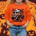 thumbnail image 2 of Gunia Toddler Boy Girl Halloween Ghost Sweatshirts Hoodies Cute Print Long Sleeve Crewneck Pullover For Soft Comfortable Casual Outfit Tops Clothes Orange 3-4 Years, 2 of 4