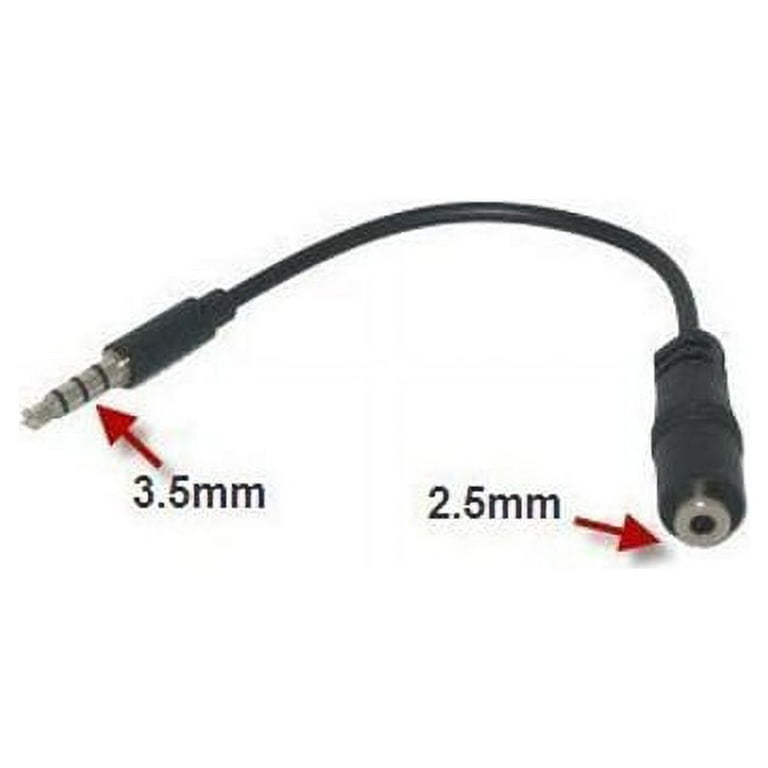 2.5mm Female to 3.5mm Male Headset Adapter Headphone Jack