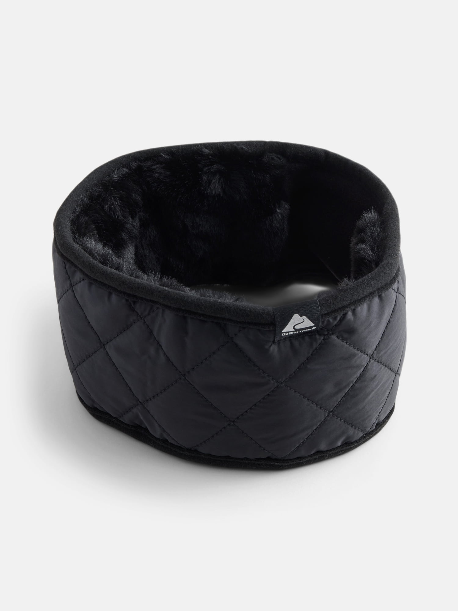 Ozark Trail Women's Faux Fur Quilted Headband, Black Soot