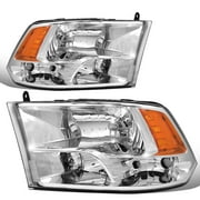 DNA Motoring Factory Style Chrome Quad Headlight Lamps Pair for 2009-2018 RAM 1500 2500 3500