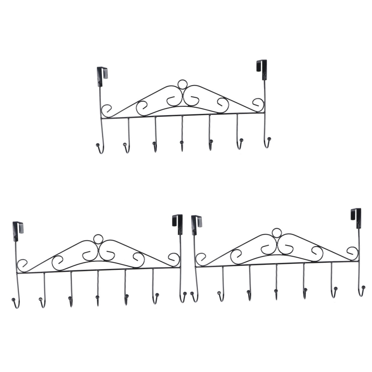 Set of 3 Ceiling Hanging Hook Black Self Adhesive Wall Hooks