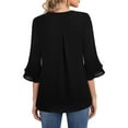 thumbnail image 5 of VEKDONE Womens Tops Dressy Casual 3/4 Tiered Bell Sleeve Blouses Double Layered Chiffon Work Tunic Shirts Lightweight Breathable V-Neck Shirt, 5 of 5