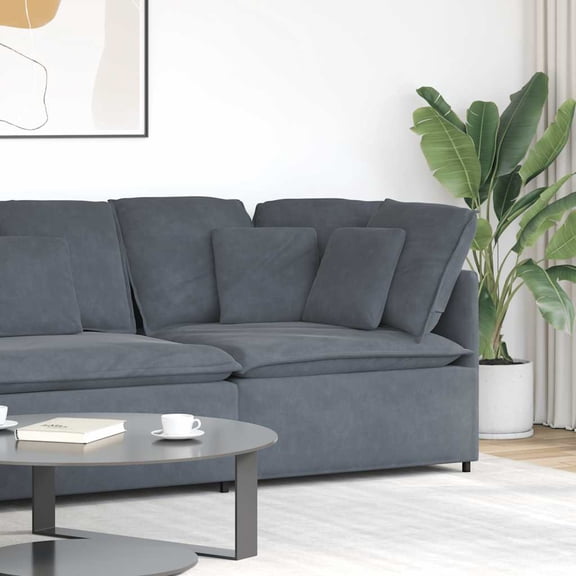 vidaXL Modular Sofa Dark grey Velvet (100% polyester), Metal, Foam