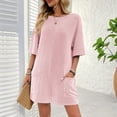 thumbnail image 6 of KyCheLot Summer Outfits for Women Rompers Knit Ribbed Short Sleeve Crewneck Tee Romper with Pockets, 6 of 7