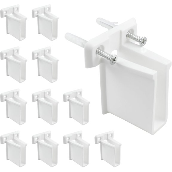 12 Pcs Wire Shelf End Bracket, Heavy Duty Wall Mount White Plastic Closet Shelves Brackets for Shelves Closet (Fasteners Included)