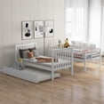 thumbnail image 3 of Twin over Twin Bunk Bed with Trundle Bed and 4 Storage Shelves, Wooden Frame Bed with Stairway and Safety Fence,Can be Split Into Two Separate Beds, White, 3 of 9