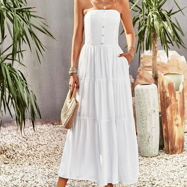 Strapless maxi dress casual cheap